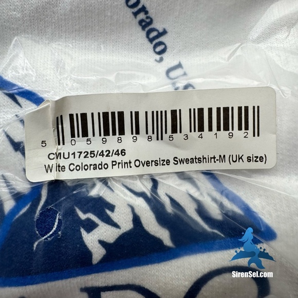 1102 NWT PrettyLittleThing Oversized Sweatshirt Colorado Print - Size L - White - Picture 5 of 8